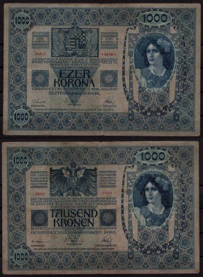 Австрия 1000 крон 1902 Женщина, австрийское знаме, с печатью Pick 8 бумага 7547-16-2-1