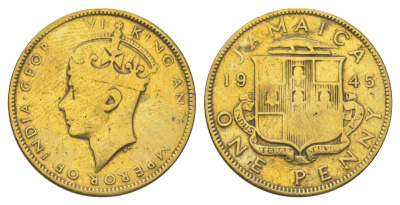 Ямайка 1 пенни 1945 KM 32 никель латунь 4628-535