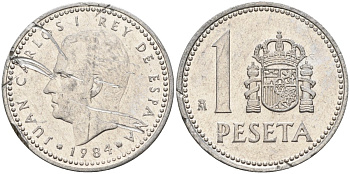Испания 1 песета 1984 Хуан Карлос I (1975-2014) KM 821 алюминий 4155-455