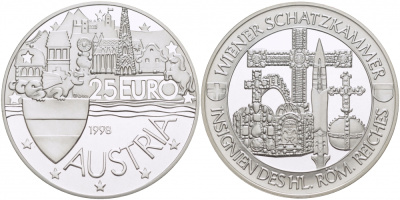 АВСТРИЯ 25 ЕВРО 1998 СОКРОВИЩНИЦА РИМСКОЙ ИМПЕРИИ серебро PROOF 02-224-42