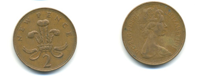 Великобритания 2 пенса 1971 Елизавета II (1952-2022) KM 916, Spink 4235 (C1) бронза 59-1421