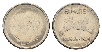 Норвегия 50 эре 1969 Улаф V (1957-1991) KM 408 медно-никель 4588-444