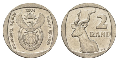 ЮАР 2 ранда 2004 KM 336 медь плакированная никелем UNC 4628-116