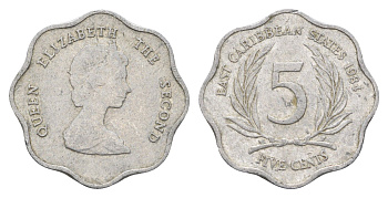 Восточные Карибы (Организация Восточно-карибских государств) 5 центов 1984 KM 12 алюминий 4663-733