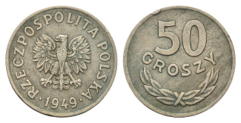 Польша 50 грошей 1949 год-тип Y 44 медно-никель 4610-1014
