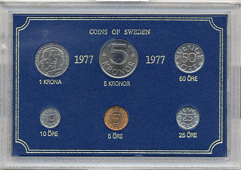 Швеция набор из 6 монет 1977 Карл XVI Густав (1973- ) официальный набор монетного двора UNC 2-4-1-29