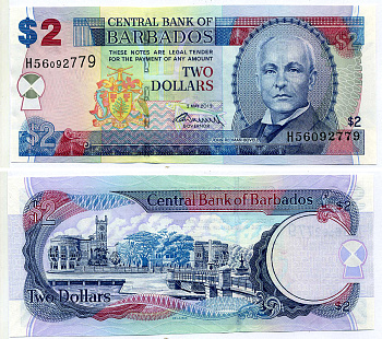 Барбадос 2 доллара 2012 2 мая 2012, Джон Редман Бовел Pick 66c бумага UNC (пресс) 2197-8-1-2