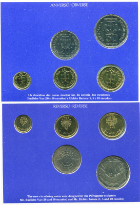 ПОРТУГАЛИЯ НАБОР ИЗ 5 МОНЕТ 1986 В ОРИГИНАЛЬНОМ БУКЛЕТЕ, С СЕРТИФИКАТОМ BUNC 3-6-3-26