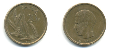 Бельгия 20 франков 1981 Belgie, Бодуэн I (1951-1993) KM 160 никель бронза 86-1413