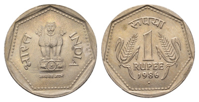 Индия 1 рупия 1986 KM 79.1 медно-никель UNC 4688-1245
