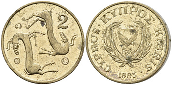 Кипр 2 цента 1983 KM 54.1 никель латунь 4174-1225