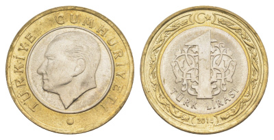 Турция 1 лира 2014 KM 1244 биметалл UNC 4577-714