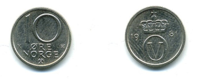 НОРВЕГИЯ 10 ЭРЕ 1981 KM 416 медно-никель 4364-943