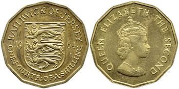 Джерси 1/4 шиллинга 1964  KM 25 никель латунь  aUNC   PROOF 26-322