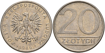 Польша 20 злотых 1986 MW Y 153.1 медно-никель 4187-711