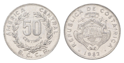 Коста-Рика 50 сентимо 1982 KM 209.1 нержавеющая сталь UNC 4679-647