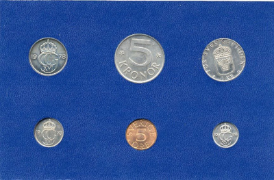 Швеция набор монетного двора из 6 монет 1978 в картоне, Карл XVI Густав (1973- ) KM MS8 UNC 7-5-7-229