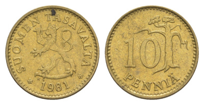 Финляндия 10 пенни 1981 KM 46 алюминиевая бронза 4647-342