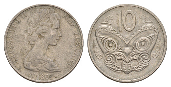 Новая Зеландия 10 центов 1980 KM 41.1 медно-никель 4179-923