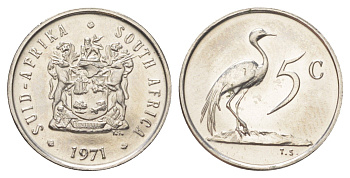 ЮАР 5 центов 1971 KM 84 никель PROOF 4617-323