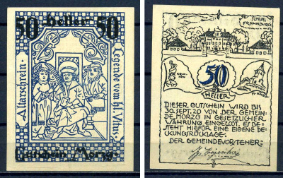 Морцг (Австрия) 50 геллеров 1920 Jaksc/Pick?JPR0630a-50 бумага aUNC 7556-38-1-2