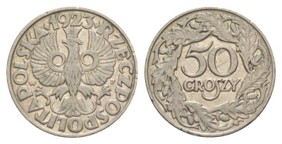 Польша 50 грошей 1923 Y 13 никель 4620-734