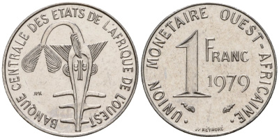 Западная Африка (BCEAO) 1 франк 1979 KM 8 нержавеющая сталь UNC 4602-1268
