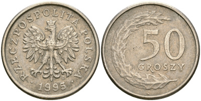 Польша 50 грошей 1995 MW KM 281 медно-никель 4364-1711