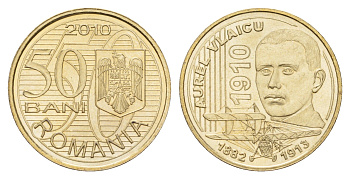 Румыния 50 бань (бани) 2010 100 лет первому полету Аурела Влайка KM 259 никель латунь UNC 3459-723