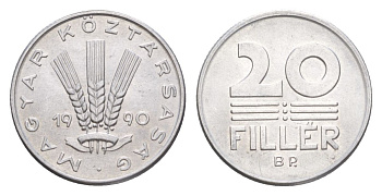 Венгрия 20 филлеров 1990 KM 676 алюминий UNC 4632-715