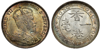 Гонконг 10 центов 1902 Эдуард VII (1901-1910) KM 13 серебро UNC 91-727