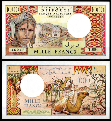 Джибути 1000 франков ND (1979-2005) Pick 37 e бумага UNC (пресс) 7214-23-1-2