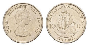 Восточные Карибские острова (Карибы) 10 центов 1999 KM 13 медно-никель 4636-534