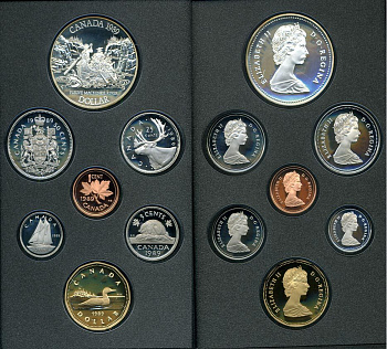 Канада набор из 7 монет 1989 с 1 долларом покорение реки Маккензи, в оригинальной коробке, с сертификатом PROOF 7-4-2-04