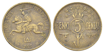 Литва 5 центов 1925 KM 72 алюминиевая бронза 4617-1055