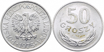 ПОЛЬША 50 ГРОШЕЙ 1975 MW KM 48.1 алюминий UNC 4448-144