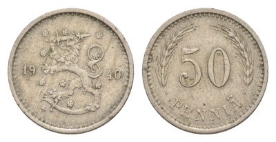 Финляндия 50 пенни 1940 KM 26 медно-никель 4636-428