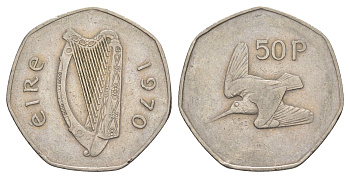 Ирландия 50 пенсов 1970 Вальдшнеп KM 24 медно-никель 4645-545