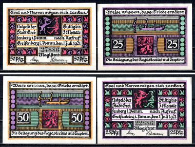 Грайфенберг в Померании набор из 2 нотгельдов 1921 7556-13-2-2