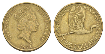Новая Зеландия 2 доллара 1998 KM 79 алюминиевая бронза 4652-256