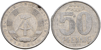 ГДР 50 пфеннигов 1971 A KM 12.2 алюминий 4601-617