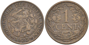 НИДЕРЛАНДЫ 1 ЦЕНТ 1925 ВИЛЬГЕЛЬМИНА I (1891-1948) KM 152 бронза 4532-719