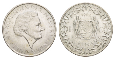 Суринам 1 гульден 1962 KM 15 серебро 1527-1124