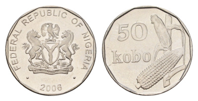 Нигерия 50 кобо 2006 год-тип KM 13.3 сталь плакированная никелем UNC 4585-159