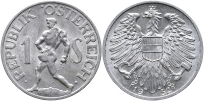 АВСТРИЯ 1 ШИЛЛИНГ 1952 KM 2871 алюминий 51-1813