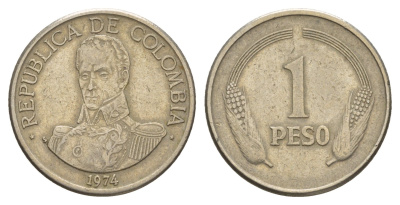 Колумбия 1 песо 1974 Симон Боливар KM 258 медно-никель 4656-1015