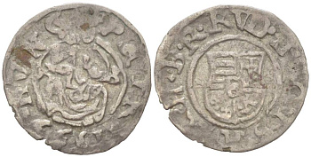 Венгрия 1 денар 1599 KB, Рудольф II Габсбург (1576-1612), мадонна с младенцем Huszar 1059 серебро 4532-1239