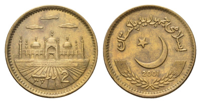 Пакистан 2 рупии 2001 KM 64 никель латунь 4379-746