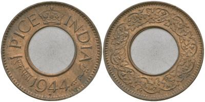 Британская Индия 1 пайс 1944 Георг VI (1936-1952) KM 533 бронза 33-1044