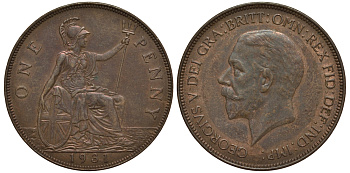 Великобритания 1 пенни 1931 Георг V (1910-1936) КМ 838, Spink 4055 бронза 650-124